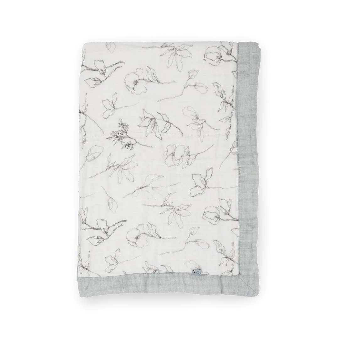 Organic Cotton Muslin Baby Blanket - Pencil Floral