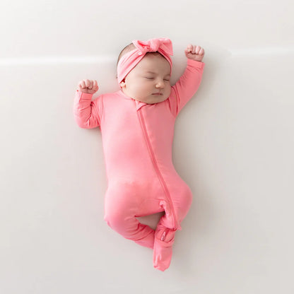 Zippered Footie in Guava