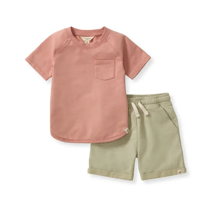 Acid Wash Pocket Tee & Shorts Set Burt's Bees Baby Lil Tulips