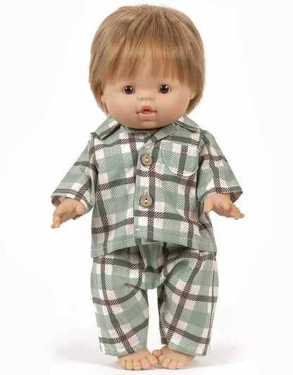 Albert Green/Brown Tartan Check Cotton Pajamas Minikane Dolls Lil Tulips