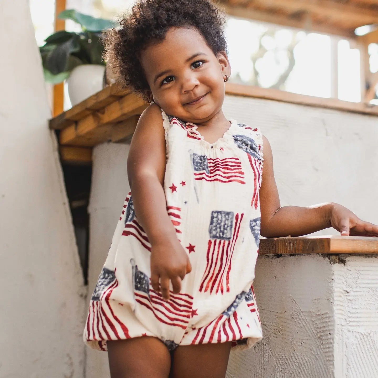 American Flag Bubble Romper Burt's Bees Baby Lil Tulips