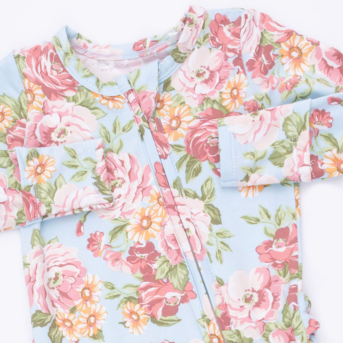 Angeline Floral - 2 Way Ruffle Back Zipper Footie Angel Dear Lil Tulips