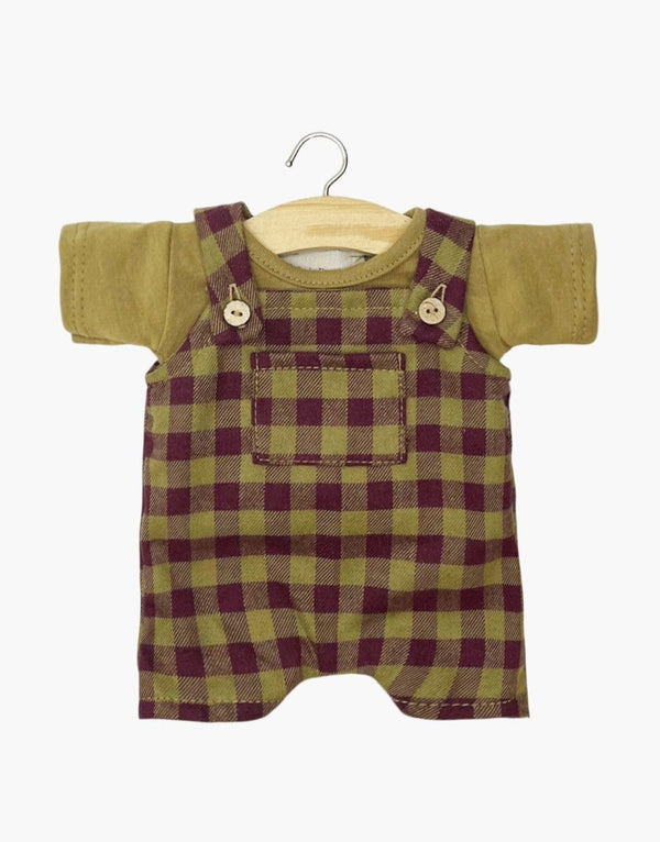 Antonin Overalls & Shirt - Olive/Burgundy Gingham - Gordis 34–37 cm Minikane Lil Tulips