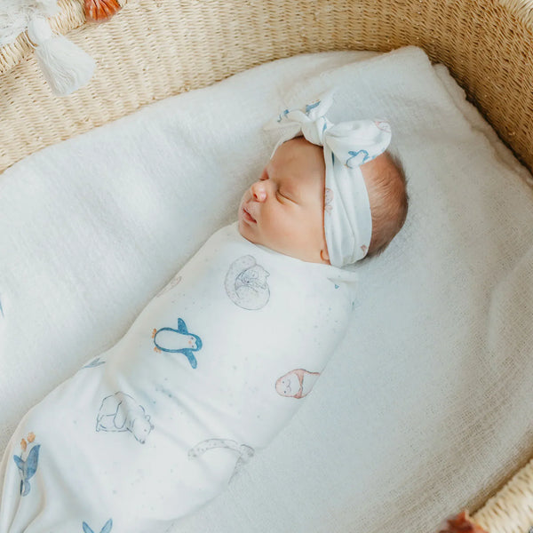 Arctic Wonder Knit Swaddle Blanket Copper Pearl Lil Tulips