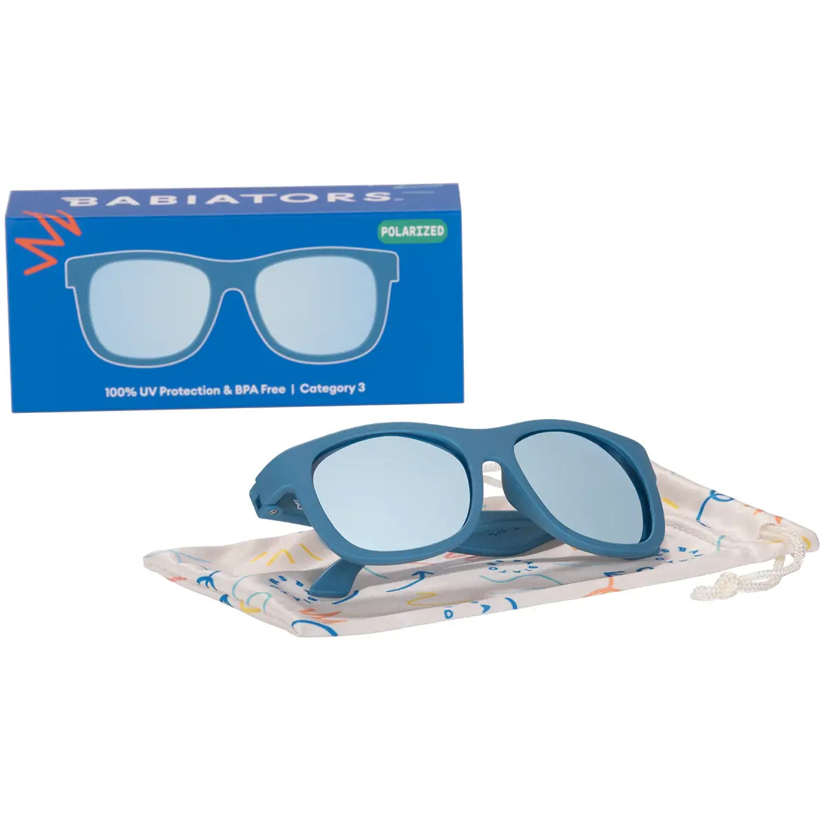 Midnight Blue Polarized Navigator Sunglasses with Mirrored Lens
