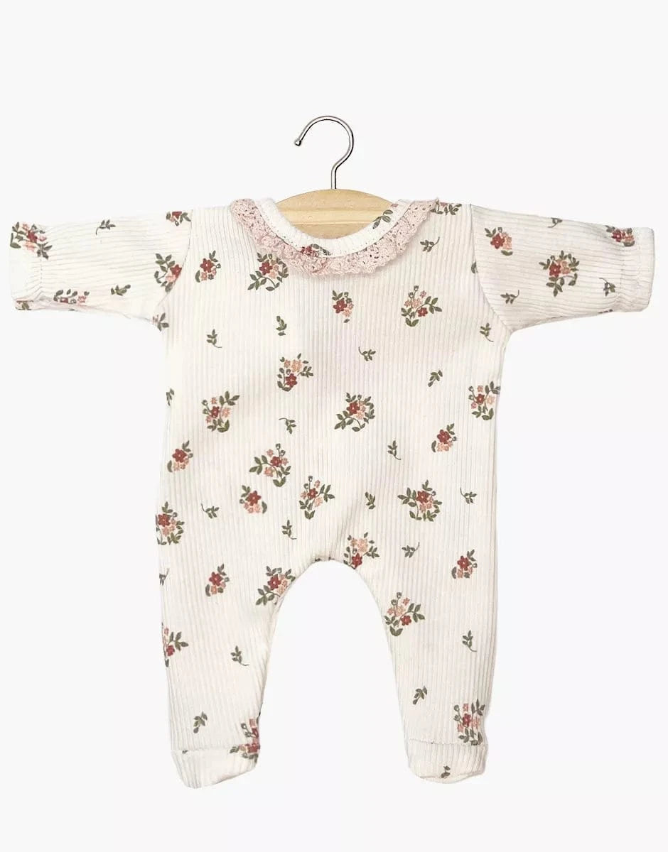Babies Clothing – Camille ribbed knit Sleepsuit Pink Flowers Minikane Lil Tulips