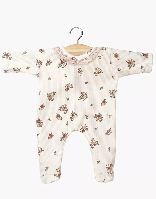 Babies Clothing – Camille ribbed knit Sleepsuit Pink Flowers Minikane Lil Tulips