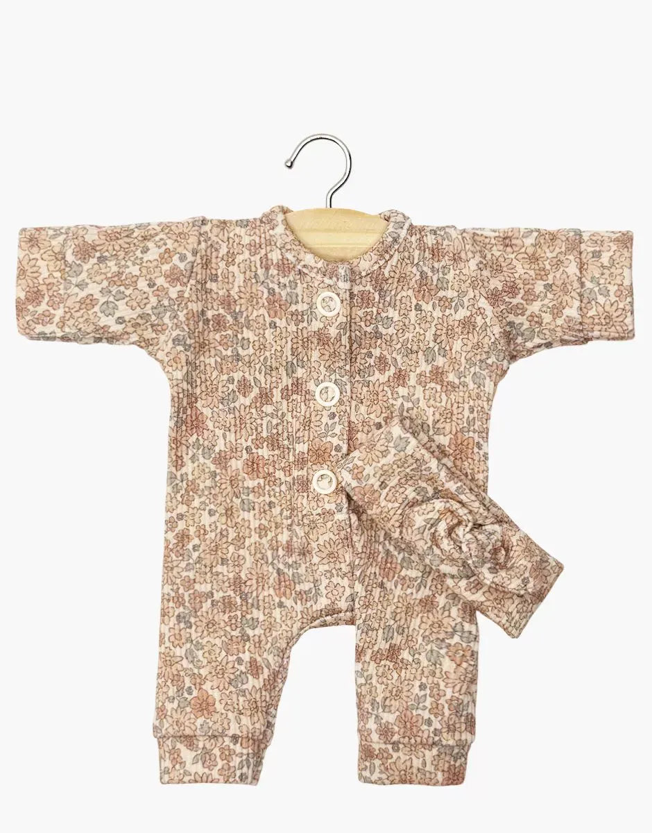 Babies Clothing: Lili Jumpsuit Set in small cocoa flowers Minikane Lil Tulips