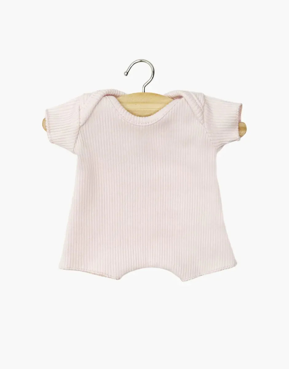 Babies Clothing – Pastel Pink Ribbed shorty bodysuit Minikane Lil Tulips