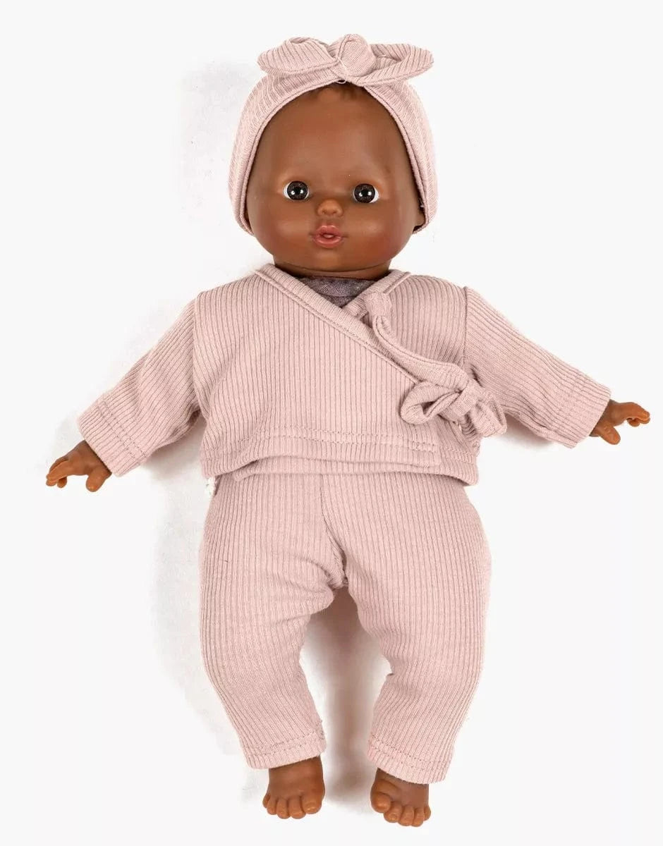 Babies Clothing – Roxane wrap-over set in petal pink Minikane Lil Tulips