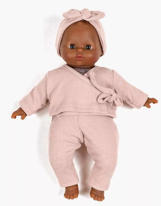 Babies Clothing – Roxane wrap-over set in petal pink Minikane Lil Tulips