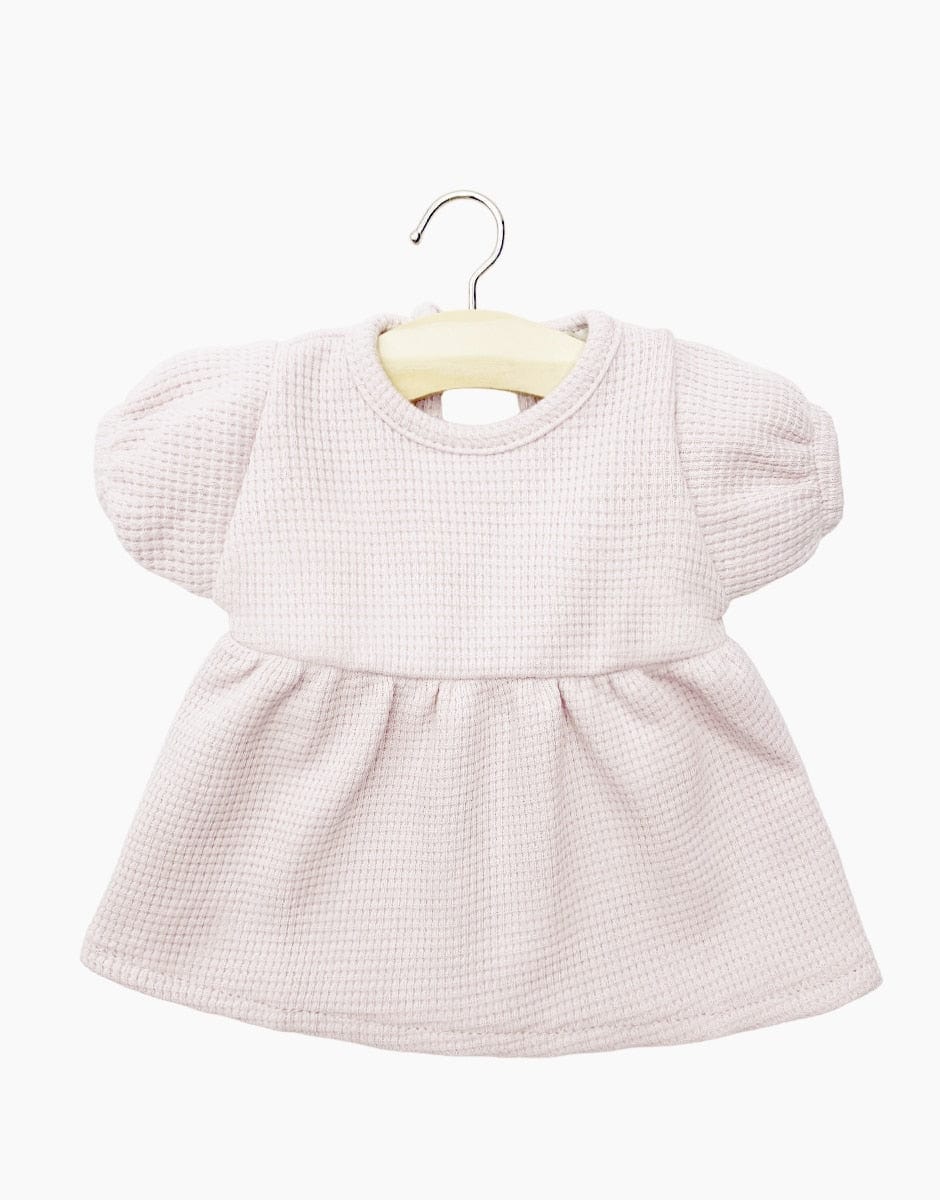 Babies – Faustine dress with balloon sleeves in petal honeycomb knit Minikane Lil Tulips