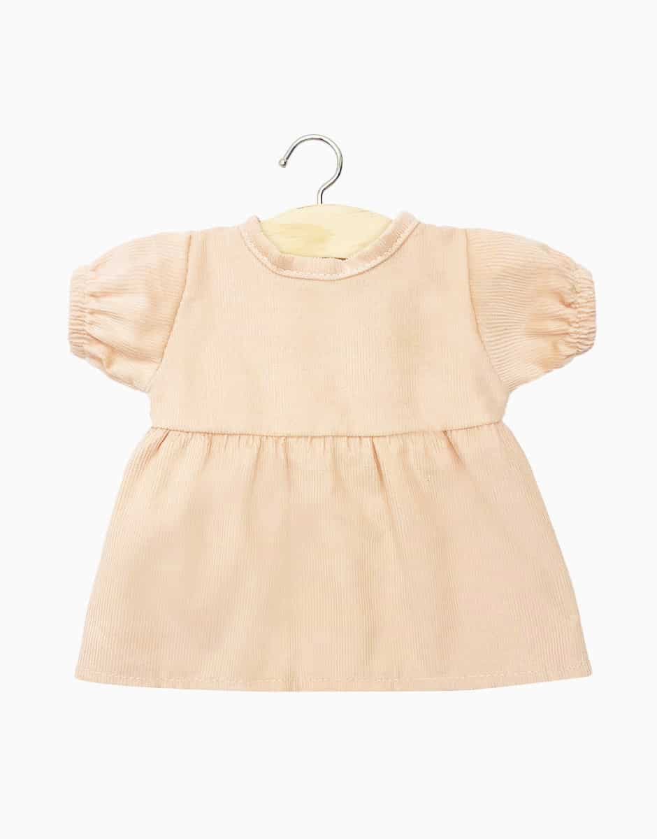 Babies – Faustine dress with balloon sleeves in salmon milleraies Minikane Lil Tulips