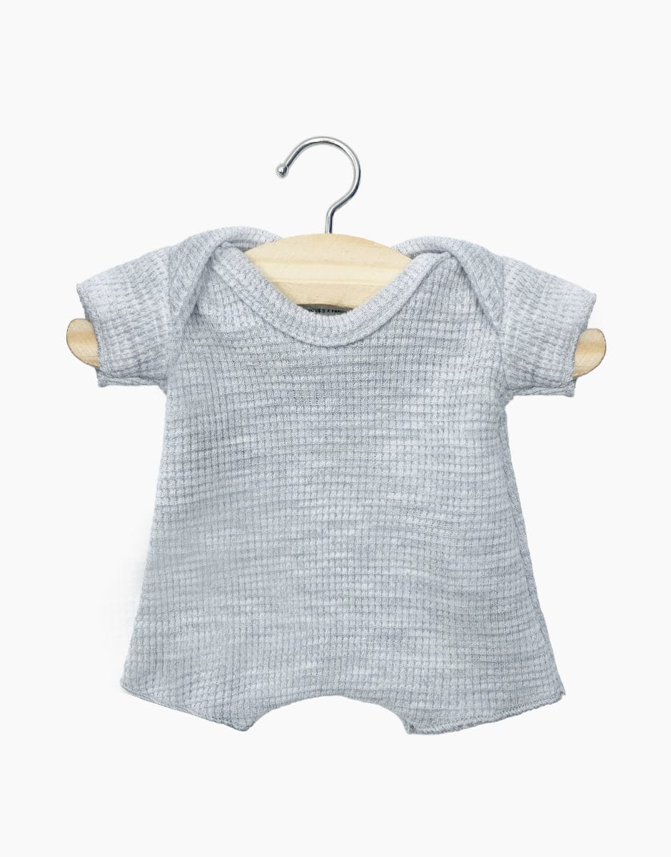 Babies – Light Gray Heather Honeycomb Knit Shorty Bodysuit Minikane Lil Tulips