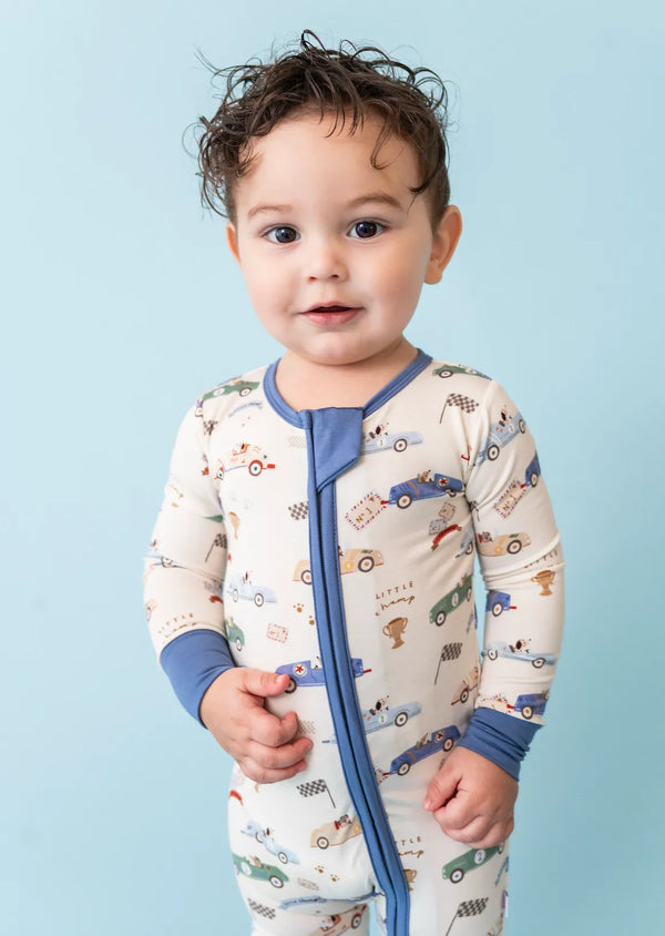 Baby Bamboo Pajamas - Bamboo Sleeper - Little Racer Bird & Bean Lil Tulips