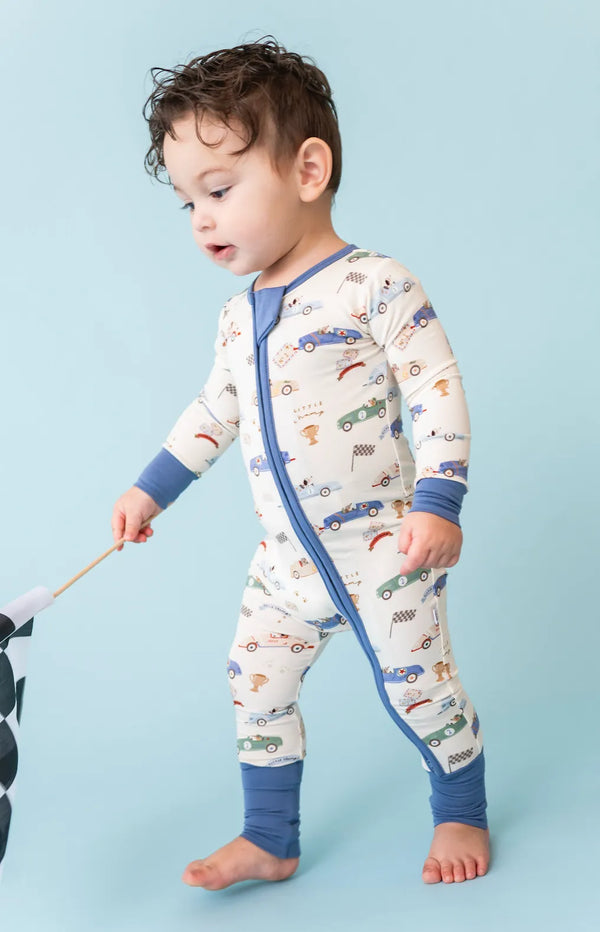 Baby Bamboo Pajamas - Bamboo Sleeper - Little Racer Bird & Bean Lil Tulips