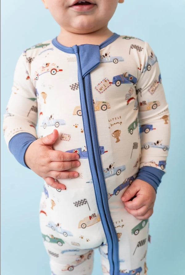Baby Bamboo Pajamas - Bamboo Sleeper - Little Racer Bird & Bean Lil Tulips