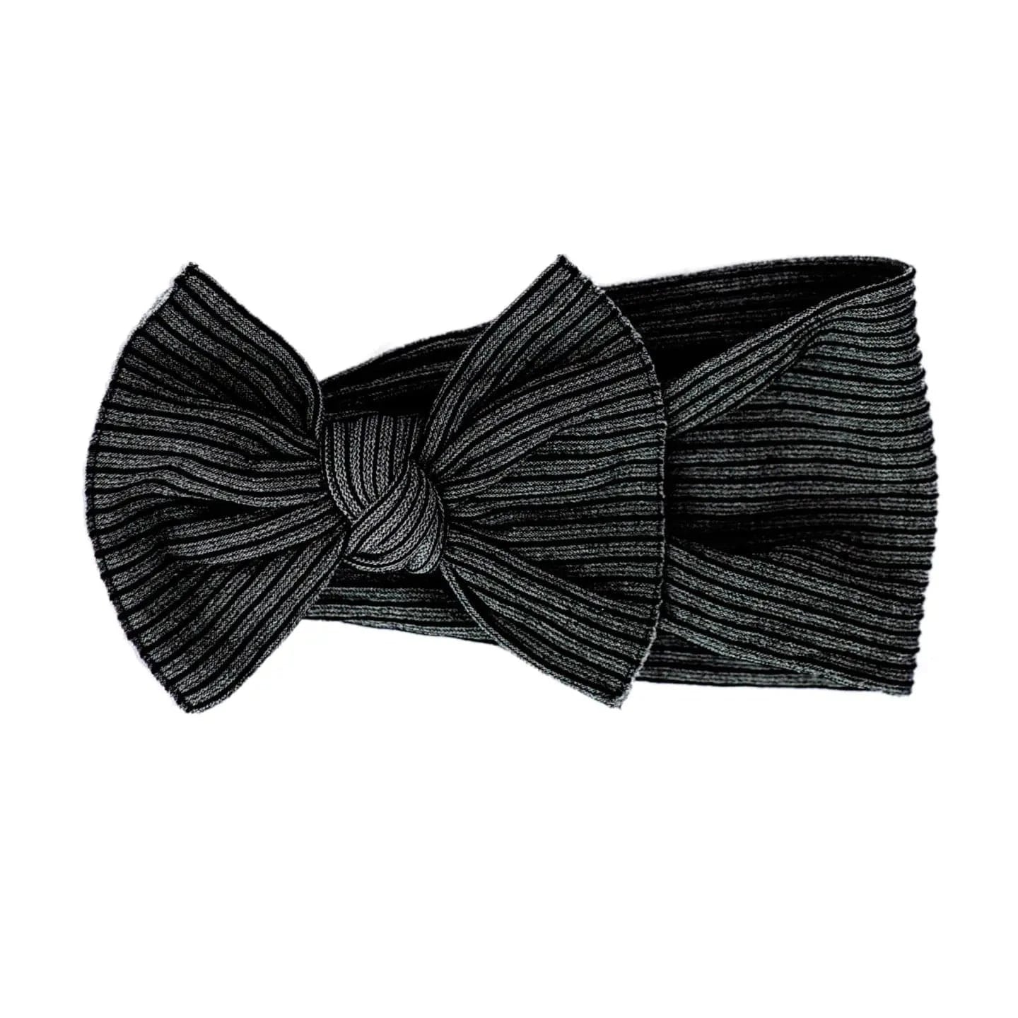 Baby Bling® Ribbed Knot: Black/Charcoal Baby Bling Bows Headbands Lil Tulips