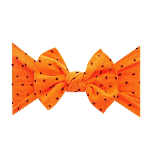 Baby Bling® Shabby Dot Knot: Orange/Black Dot - Halloween Baby Bling Bows Headbands Lil Tulips