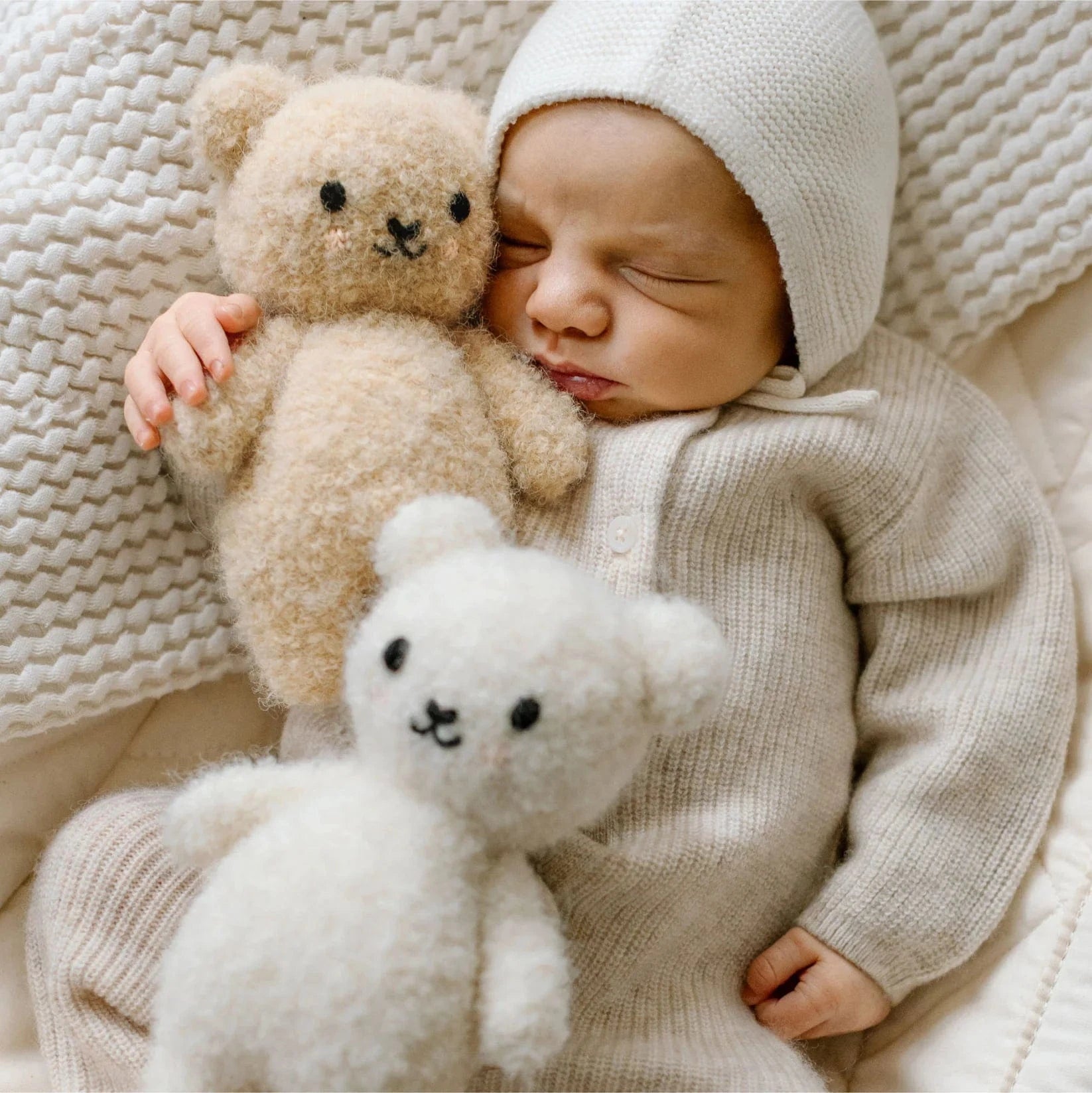 Baby Bouclé Bear Strawberry Hand Knit cuddle+kind Lil Tulips