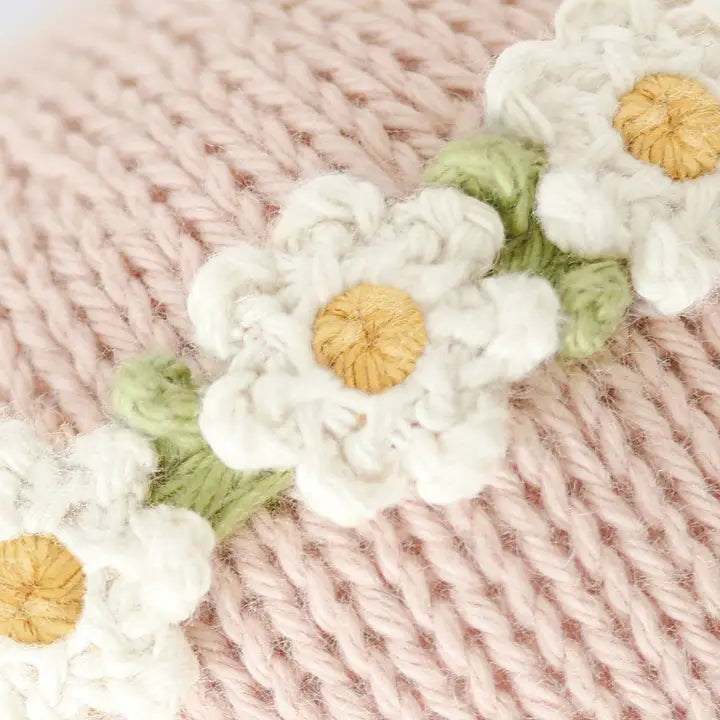 Baby Bunny Rose with Ivory Floral Hand Knit cuddle+kind Lil Tulips