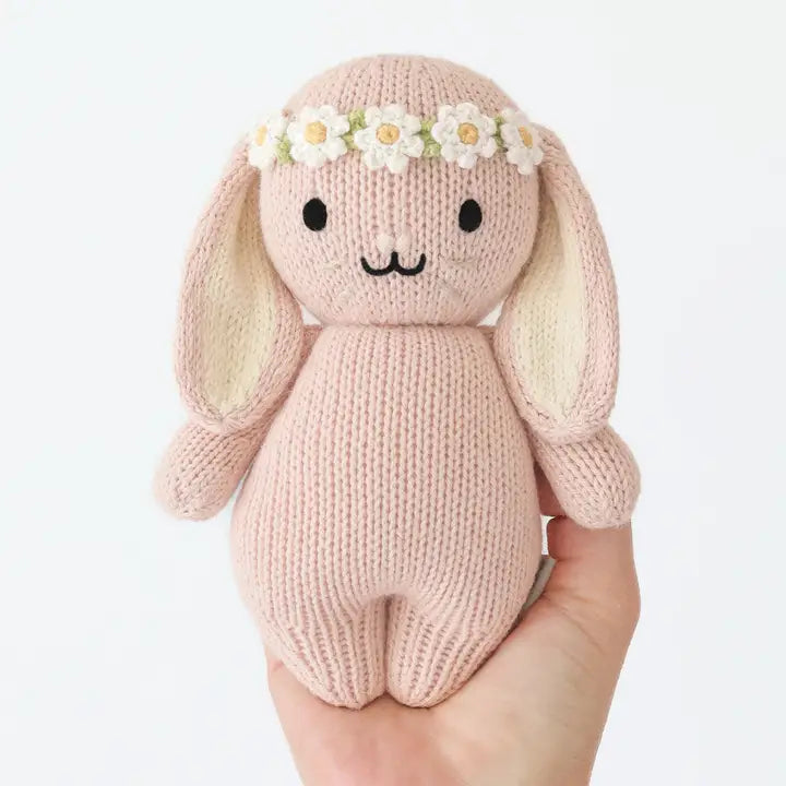 Baby Bunny Rose with Ivory Floral Hand Knit cuddle+kind Lil Tulips