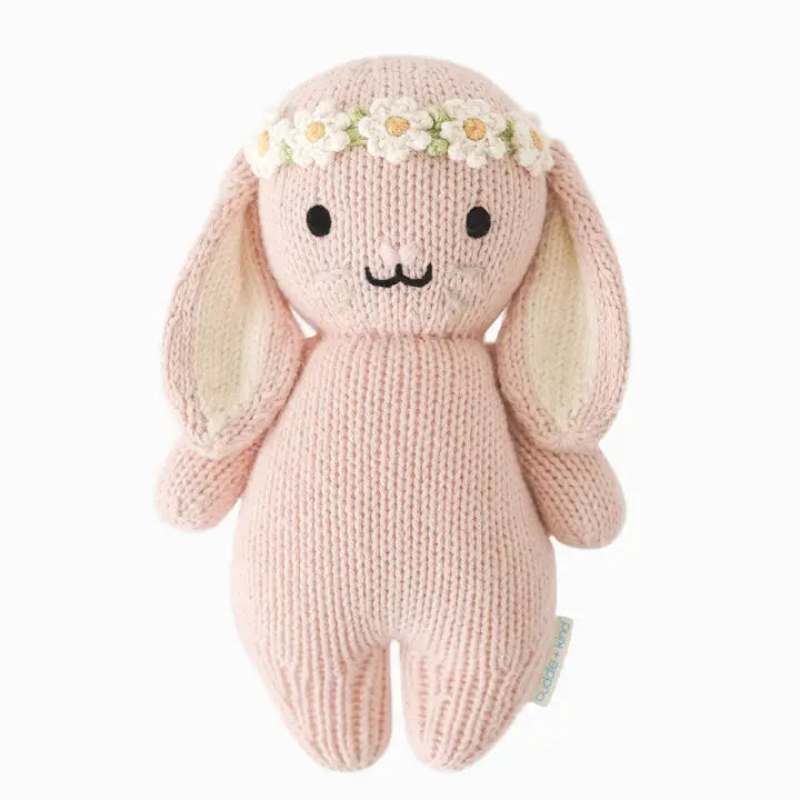 Baby Bunny Rose with Ivory Floral Hand Knit cuddle+kind Lil Tulips