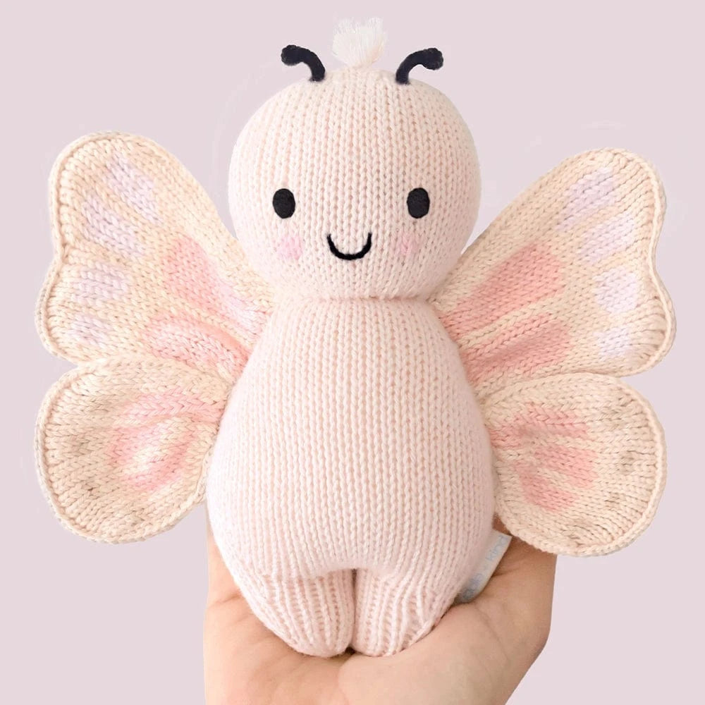 Baby Butterfly (Petal Pink) Hand Knit Doll - 7" cuddle+kind Lil Tulips