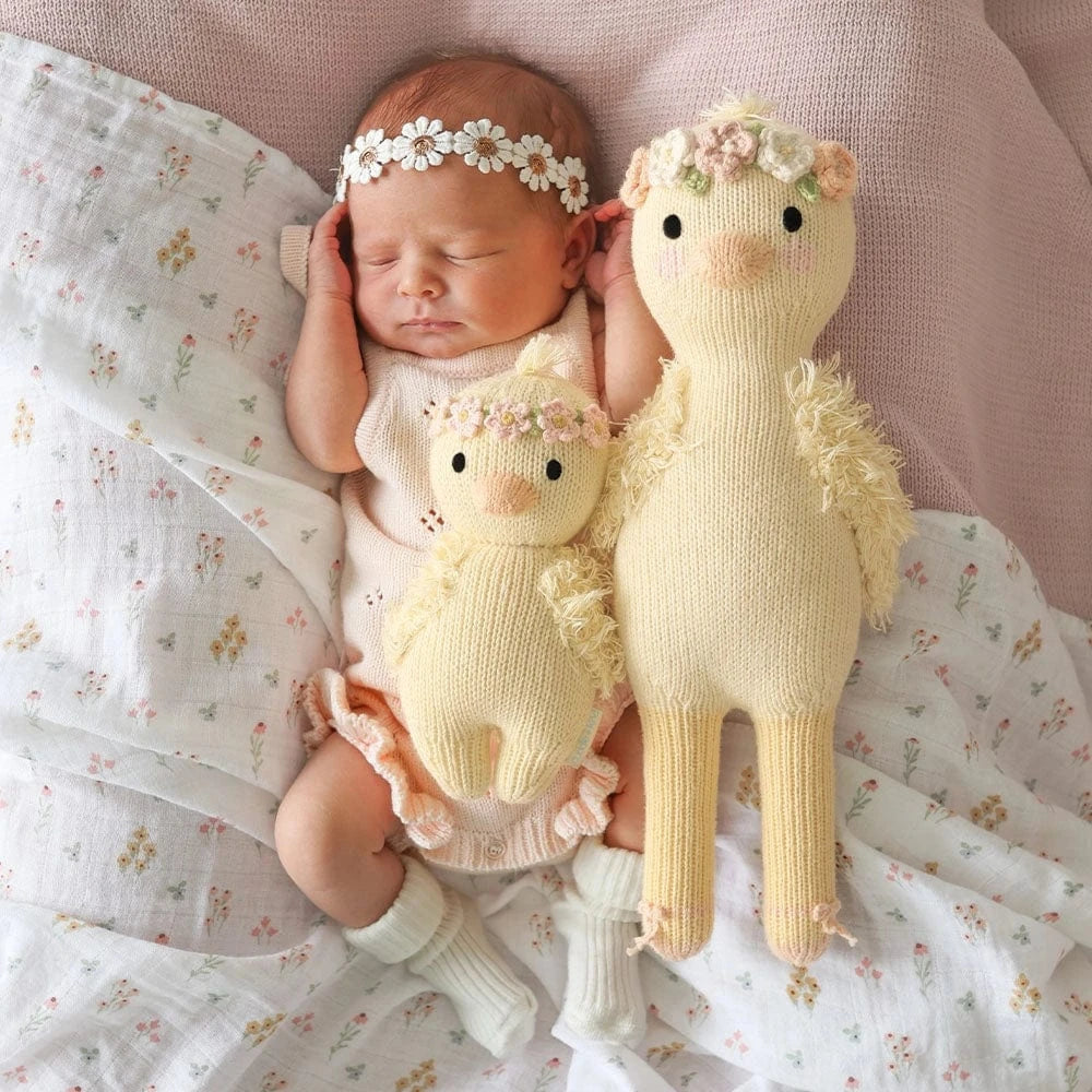 Baby Duckling (Blush Floral) Hand Knit Doll - 7" cuddle+kind Lil Tulips