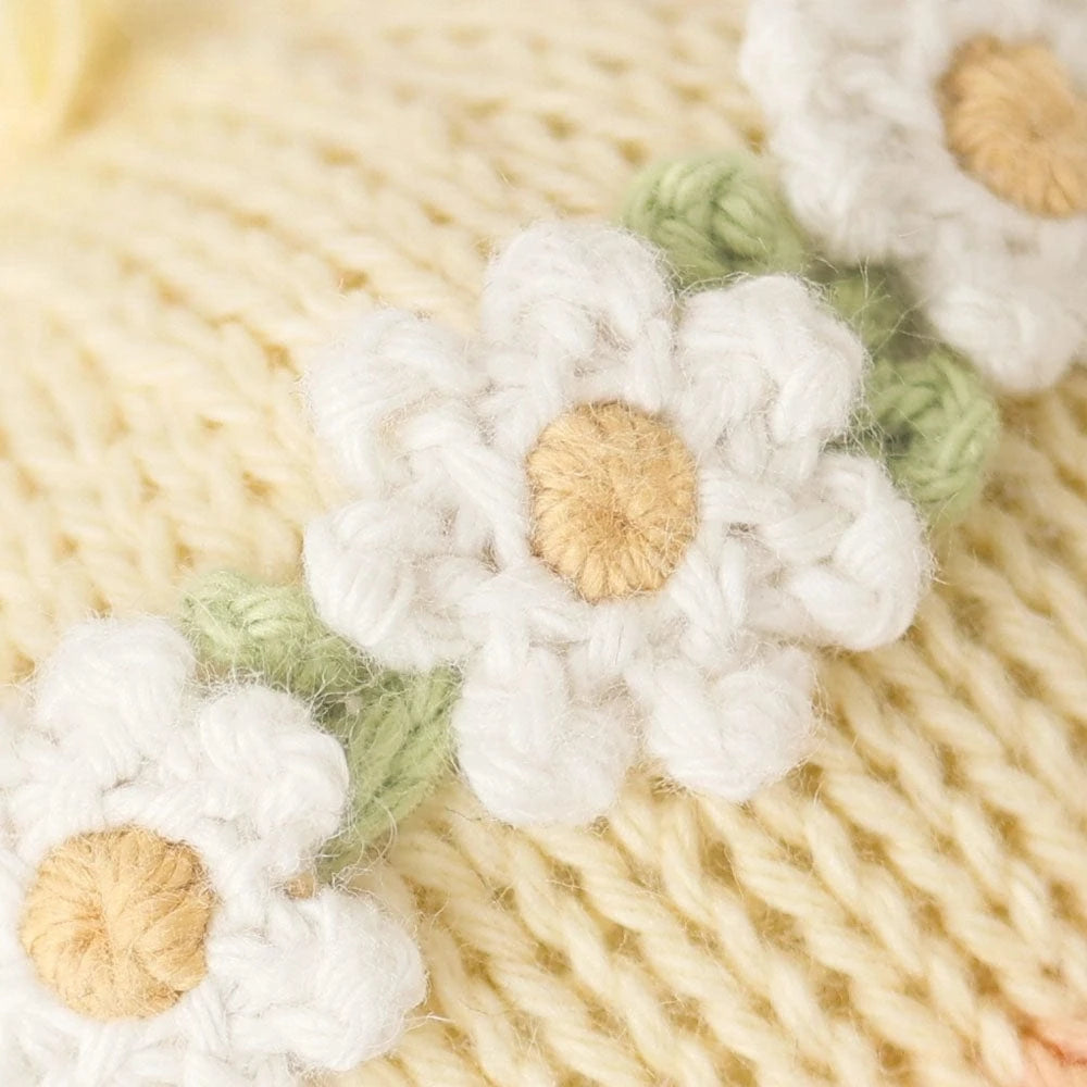 Baby Duckling (Ivory Floral) Hand Knit Doll - 7" cuddle+kind Lil Tulips