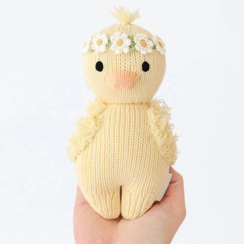 Baby Duckling (Ivory Floral) Hand Knit Doll - 7" cuddle+kind Lil Tulips