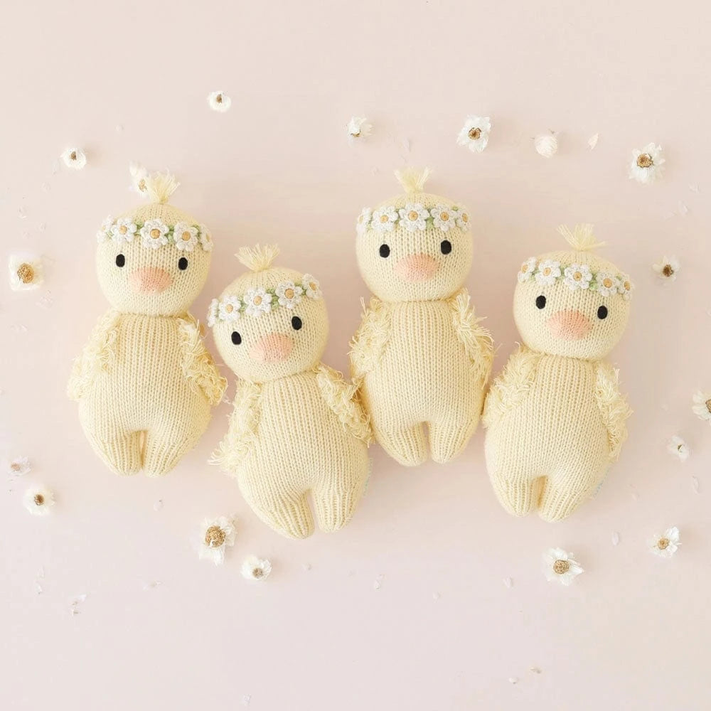 Baby Duckling (Ivory Floral) Hand Knit Doll - 7" cuddle+kind Lil Tulips