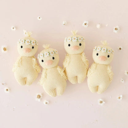 Baby Duckling (Ivory Floral) Hand Knit Doll - 7" cuddle+kind Lil Tulips