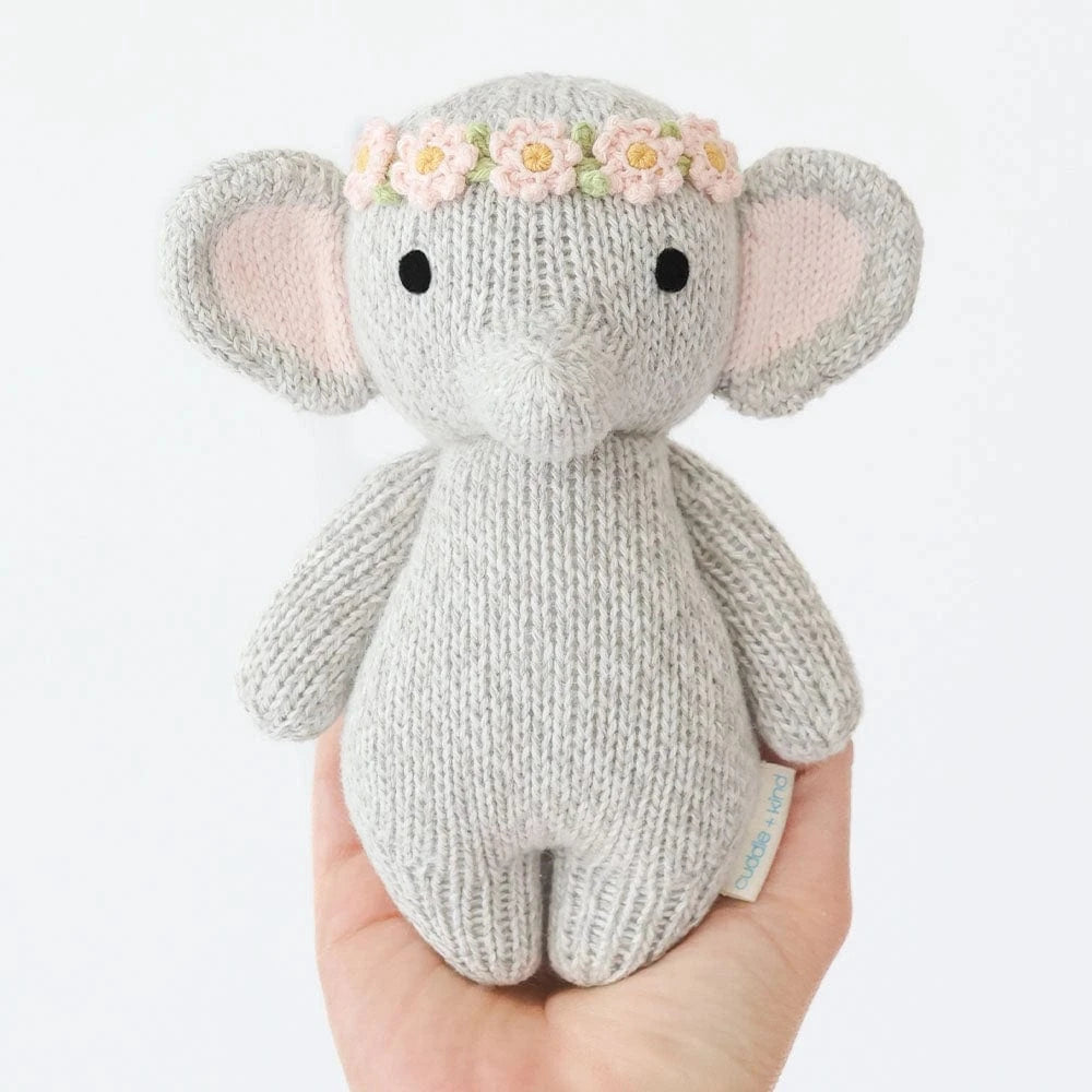 Baby Elephant (Blush Floral) Hand Knit Doll - 7" cuddle+kind Lil Tulips