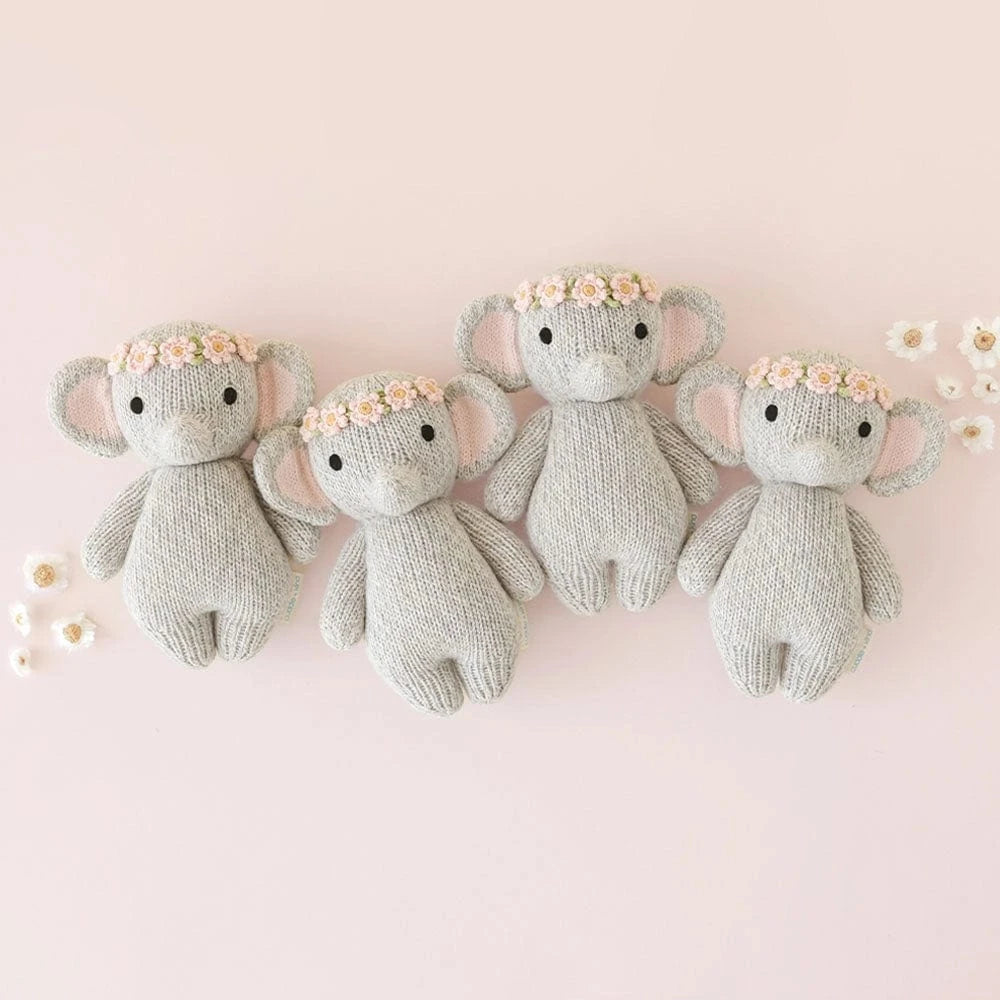 Baby Elephant (Blush Floral) Hand Knit Doll - 7" cuddle+kind Lil Tulips