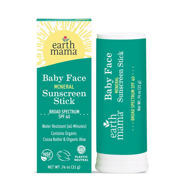 Baby Face Mineral Sunscreen Face Stick - SPF 40 Earth Mama Organics Lil Tulips