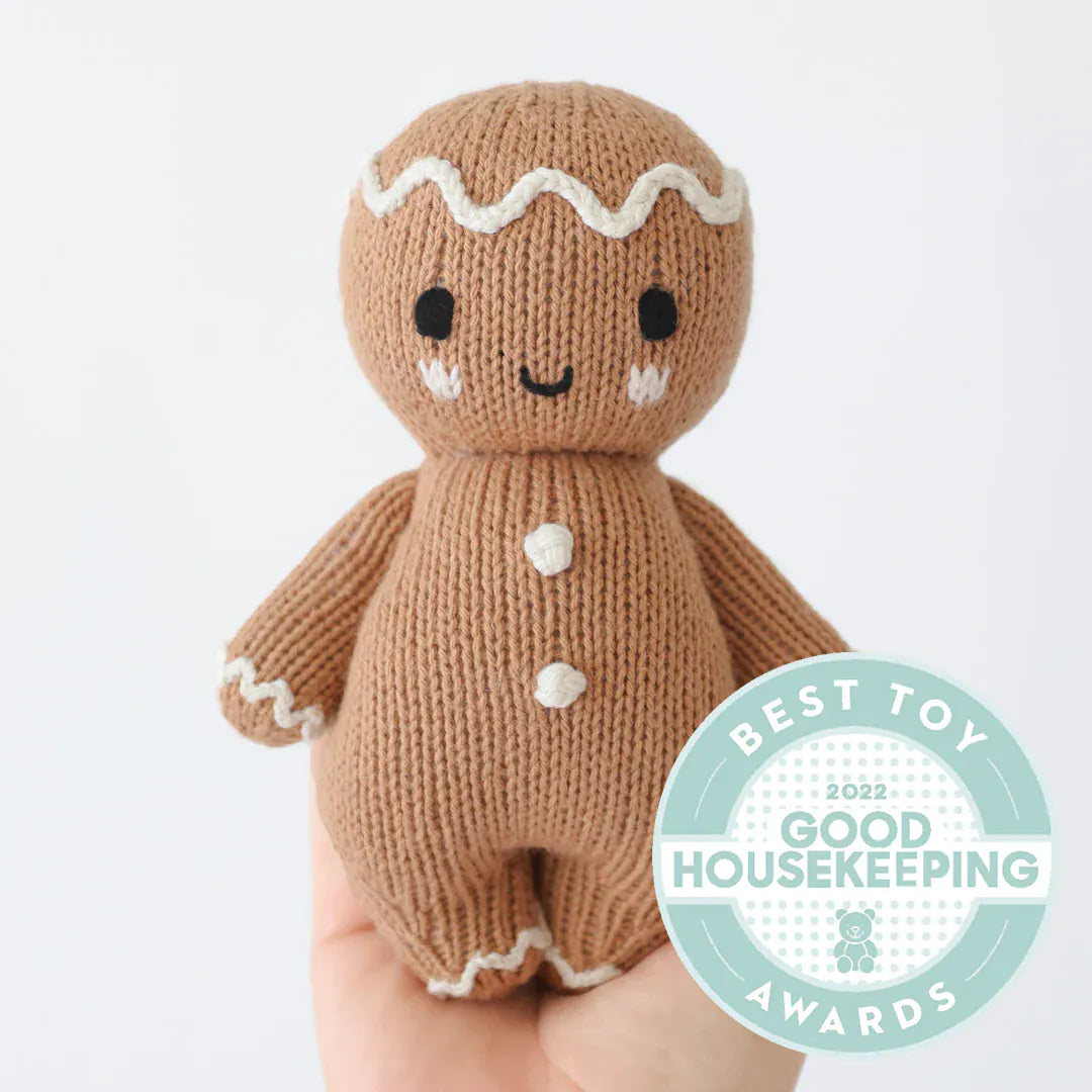 Baby gingerbread (icing white) Hand Knit cuddle+kind Lil Tulips
