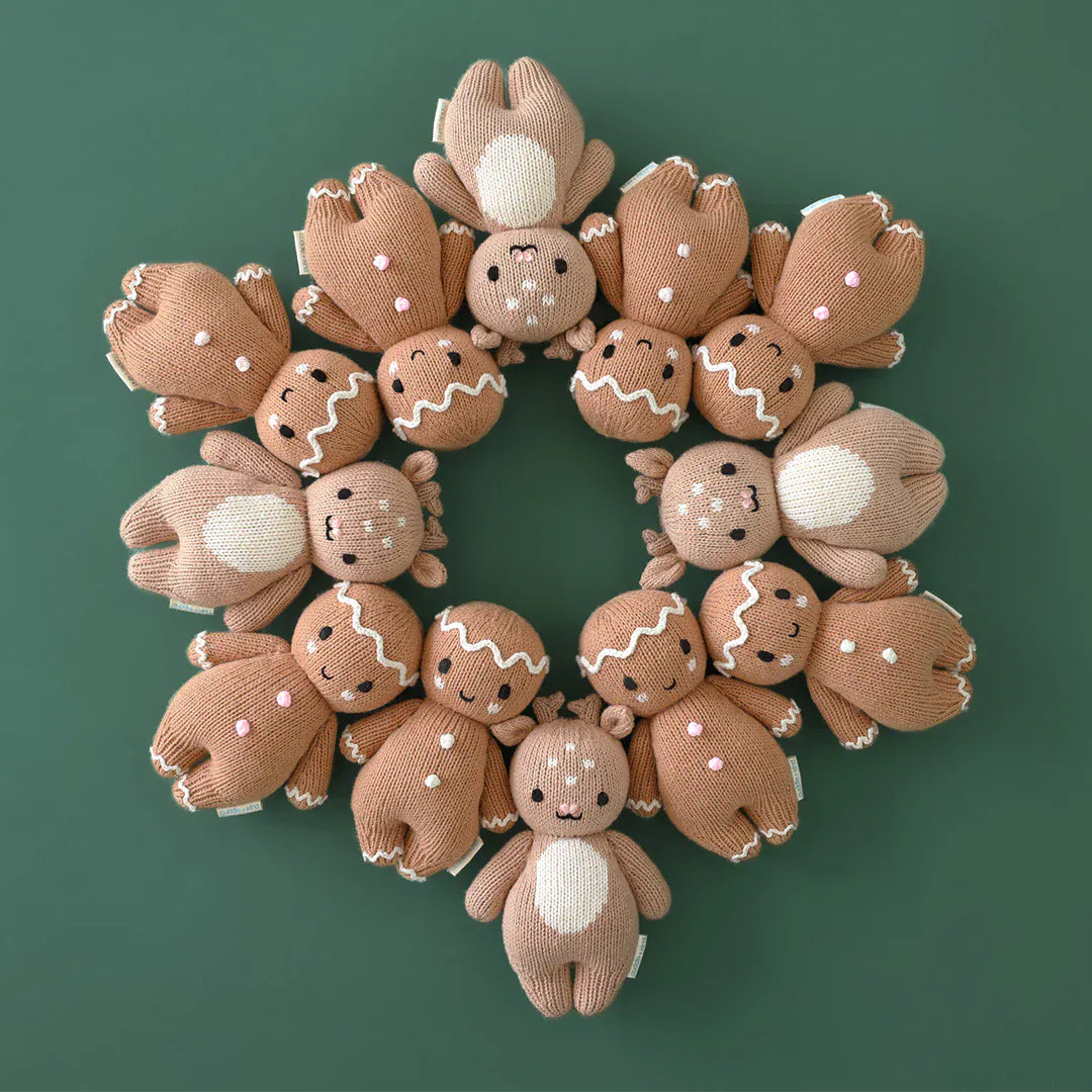 Baby gingerbread (icing white) Hand Knit cuddle+kind Lil Tulips