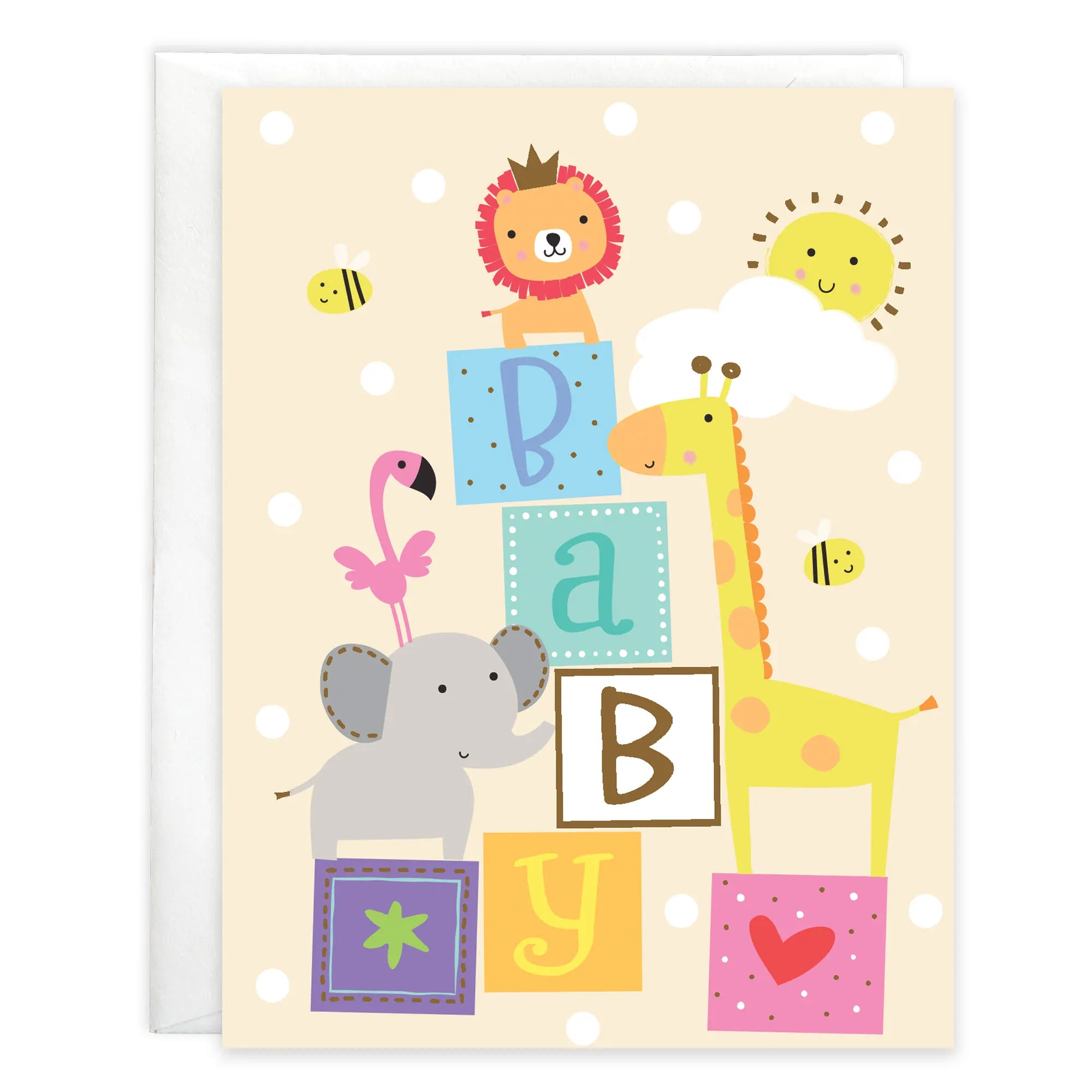 Baby Greeting Card - Baby Blocks and Animals Gina B Designs Lil Tulips