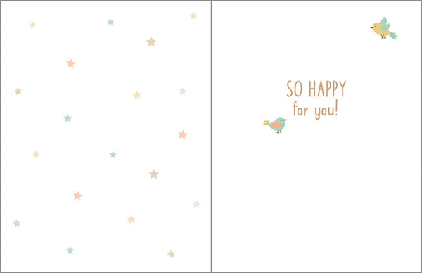 Baby Greeting Card - Clothesline & Birds Gina B Designs Lil Tulips