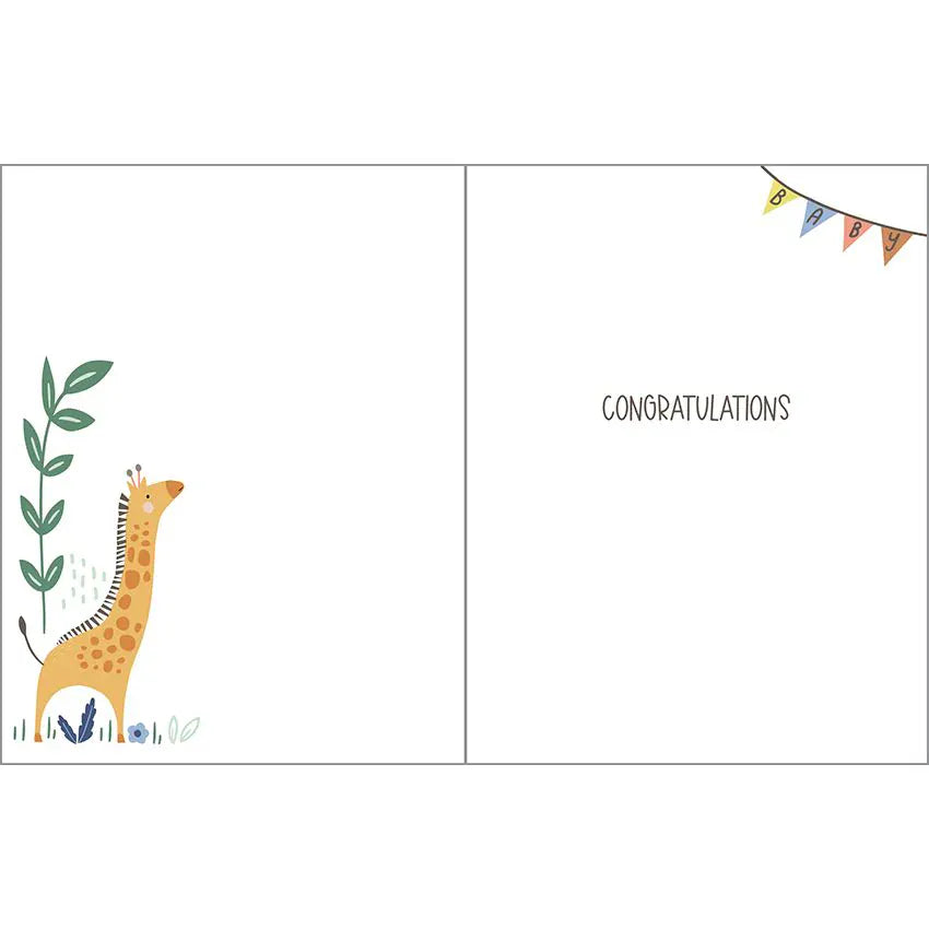 Baby Greeting Card - Giraffe and Monkey Gina B Designs Lil Tulips