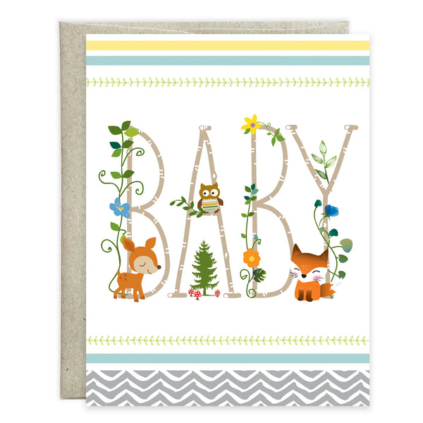 Baby Greeting Card - Woodland Baby Gina B Designs Lil Tulips