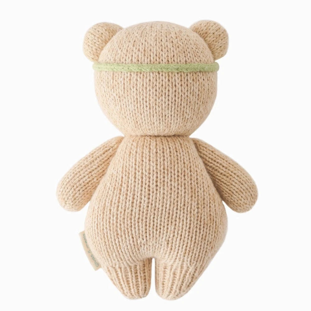 Baby Honey Bear (Ivory Floral) Hand Knit Doll - 7" cuddle+kind Lil Tulips