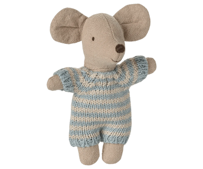 Baby mouse in carry cot - Blue Maileg Lil Tulips