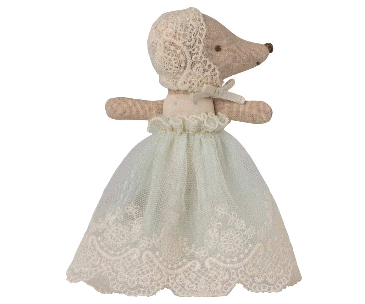 Baby mouse in gown - Mint Maileg Lil Tulips