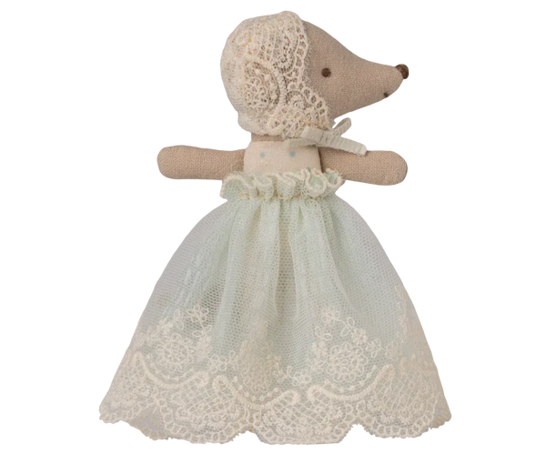 Baby mouse in gown - Mint Maileg Lil Tulips