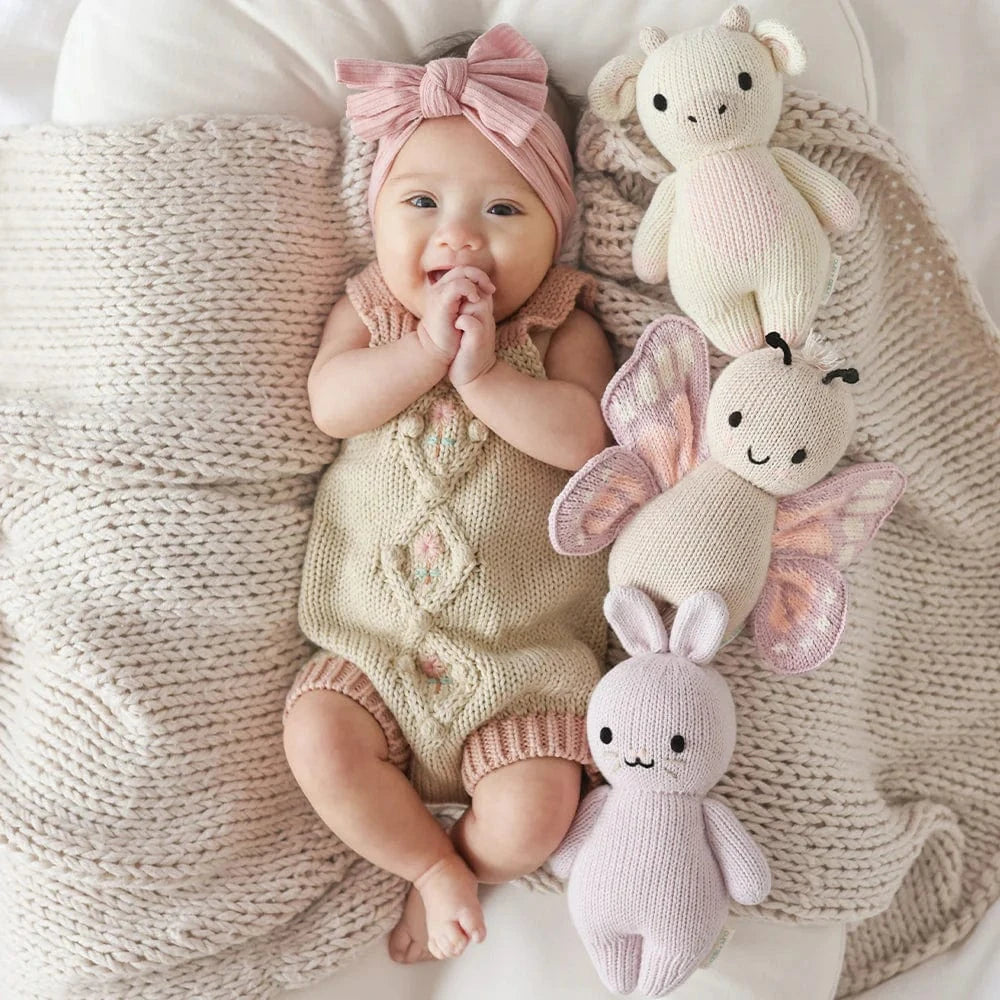 Baby Rabbit Lavender Hand Knit cuddle+kind Lil Tulips