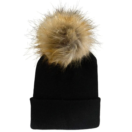 Baby's First Hat - Black Fur Pom SpearmintLOVE Lil Tulips