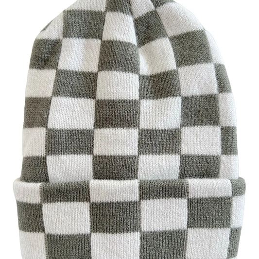 Baby's First Hat - Fern/Warm White Checkerboard SpearmintLOVE Lil Tulips