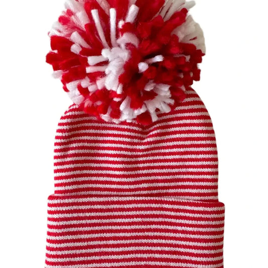 Baby's First Hat - Red/White Stripe Pom SpearmintLOVE Lil Tulips